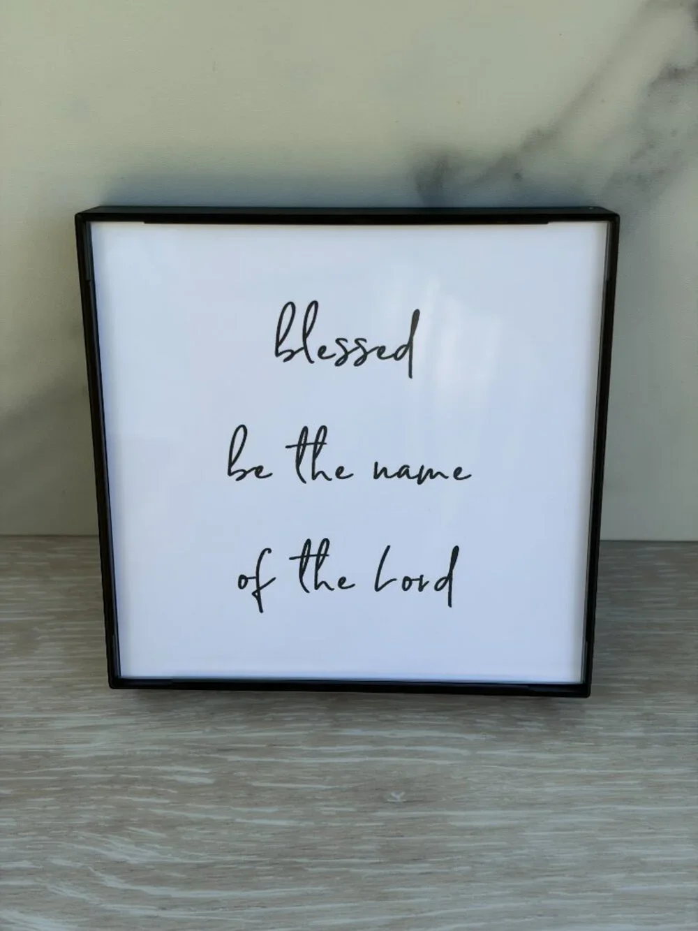 Blessed Be The Name Of The Lord Framed Art Print 4x4 Black Christian Tiered Tray